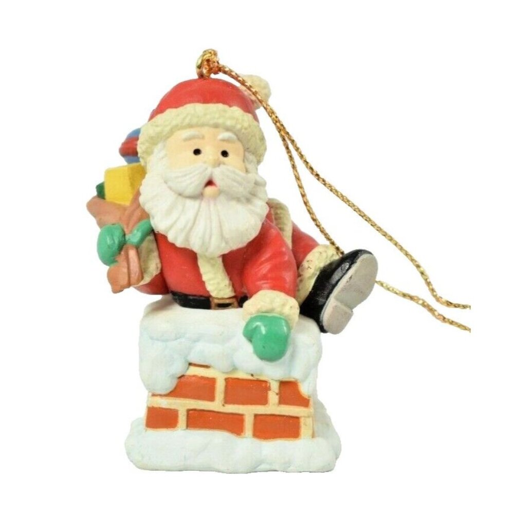 Vintage 1992 Traditions Collectible Santa Claus Chimney Ornament By Lustre Fame
